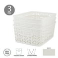 thumbnail image 3 of Simplify 3 Pack Small Herringbone Plastic Storage Basket with Handles in White, 3 of 11
