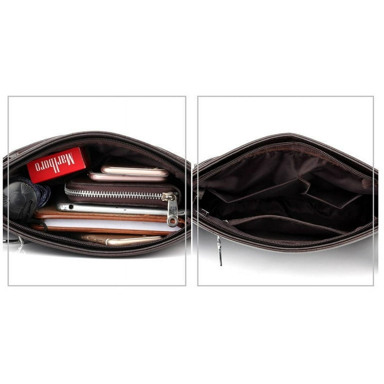 Fashion Business Mens Brand Clutch Bags Leather Phone Credit Card Organizer  Large Men Zipper Hand Bag Gift For Men(Black)
