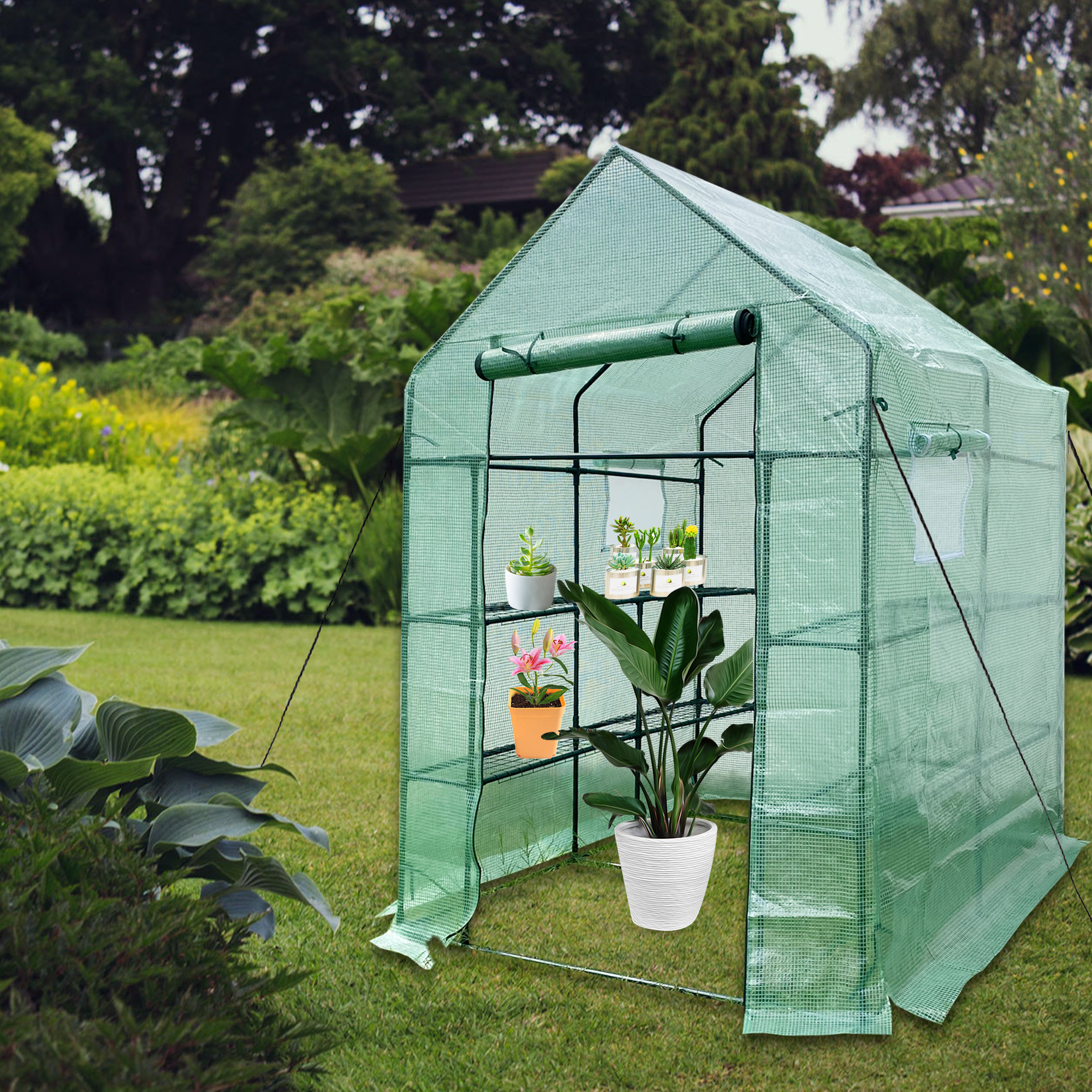 Walkfairy Walk-in Greenhouse, Indoor Outdoor with Sturdy Shelves-Grow  Plants, Seedlings, Herbs, or Flowers in Any Season