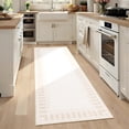 thumbnail image 2 of Nanan 2'x6' Machine Washable Runner Rug Classic Solid Striped Wavy Border Non-Slip Indoor Floor Carpet for Hallway Kitchen Entryway, Beige, 2 of 8