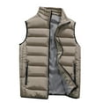 thumbnail image 3 of LoyisViDion Men Autumn Winter Coat,Padded Cotton Vest Warm Hooded Thick Vest Tops Jacket/Khaki L, 3 of 5