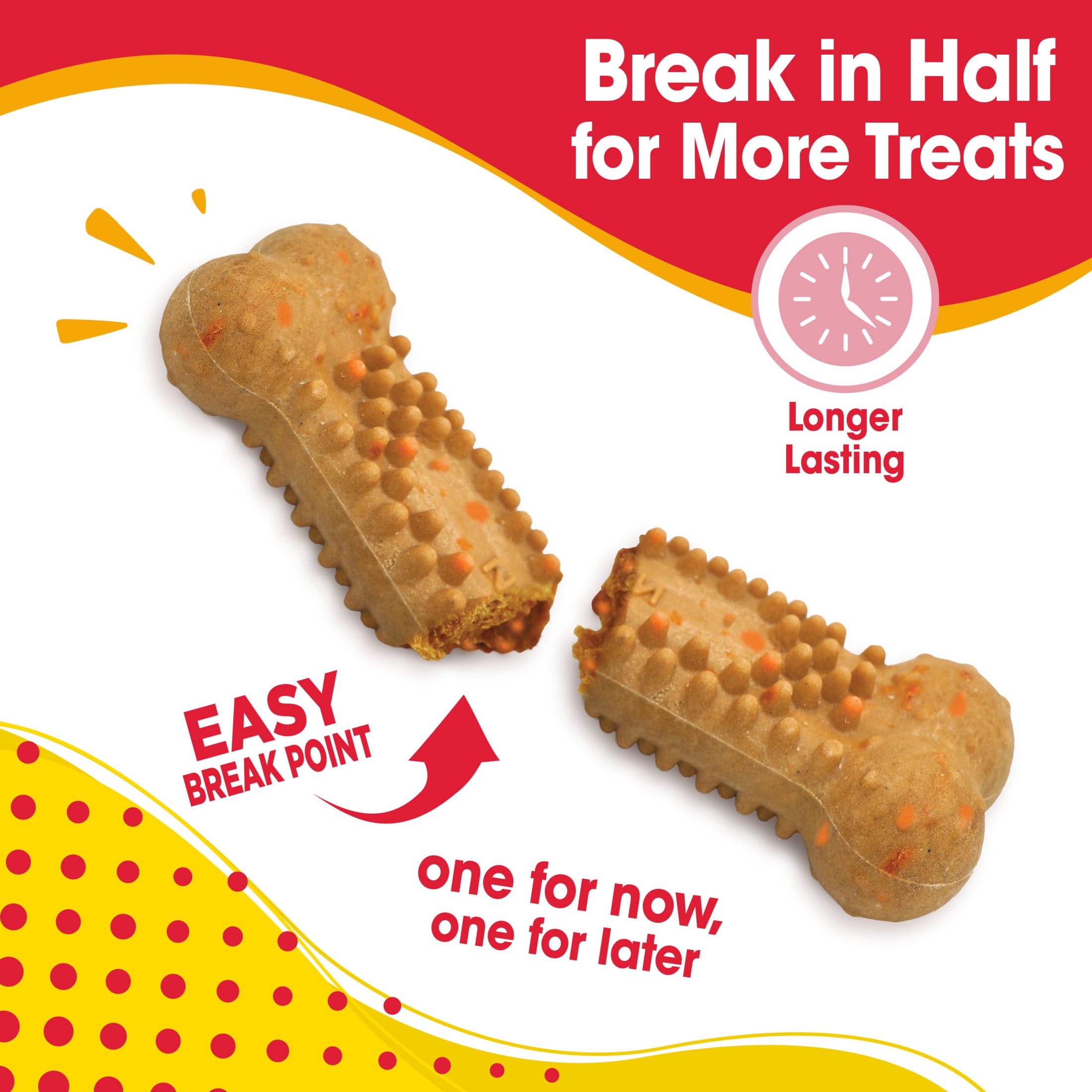 Nylabone Nubz Flavor Bursts Natural Dog Treats for Small Dogs, Bacon & Cheese Flavor Dog Bones, Small - Up to 30 lbs., 36 Count