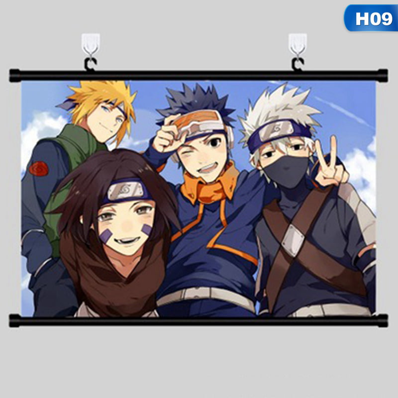 2pcs Sportstorm Naruto Poster Fabric Scroll Painting Wall Picture Naruto Anime Characters Uchiha Itachi Sasuke Wall Scroll Hanging Decor 