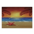 thumbnail image 1 of Tropical Cutting Board, Sunset Cartoon Illustration Beach Summer Starfish Palm Tree Ocean Fantasy Art, Decorative Tempered Glass Cutting and Serving Board, Small Size, Red Yellow Blue, by Ambesonne, 1 of 1
