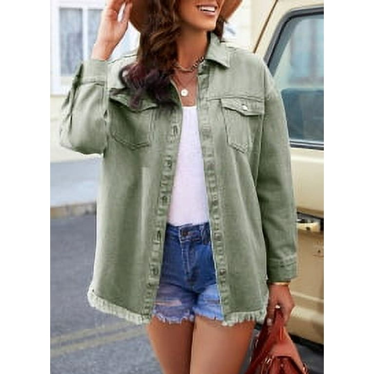 Eytino Women's Oversized Denim Jacket Casual Long Boyfriend Eytino Women's Oversized Denim Jacket Casual Long Boyfriend