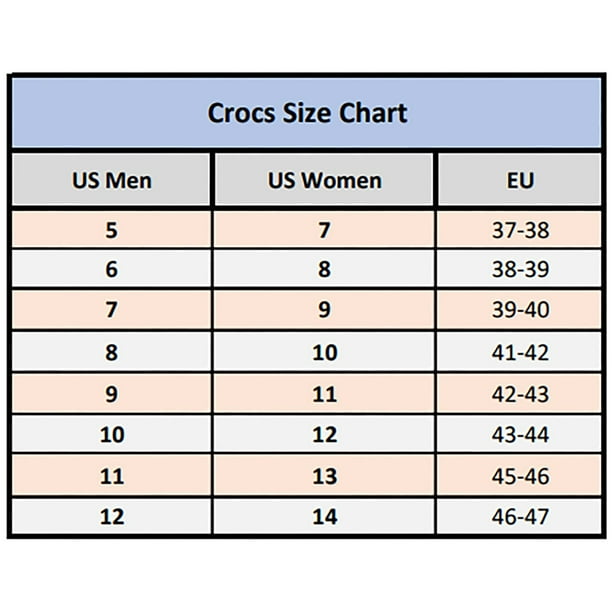 Chart M8 W10 Crocs Size Unisex Crocs Classic Bubble Block Clog