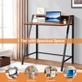 thumbnail image 3 of 31.5" 2 Tier Small Computer Desk PC Laptop Table, Computer Study Writing Workstation for Home Office, Walnut, 3 of 9