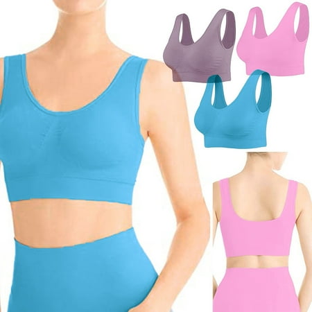 

DENGDENG Womens Plus Size Comfort Sports Bra Wirefree Soft Padded Seamless Bras