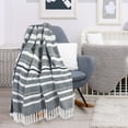 thumbnail image 5 of Sterling Birch Harbor Striped Organic Cotton Throw Blanket, Navy & White, 50" x 60", 5 of 9