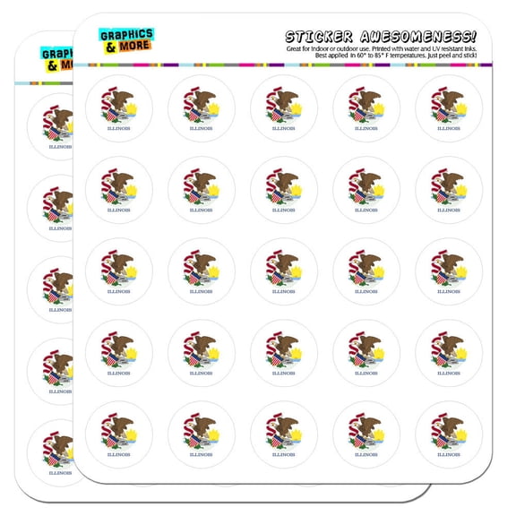 Illinois State Flag 1" Scrapbooking Crafting Stickers