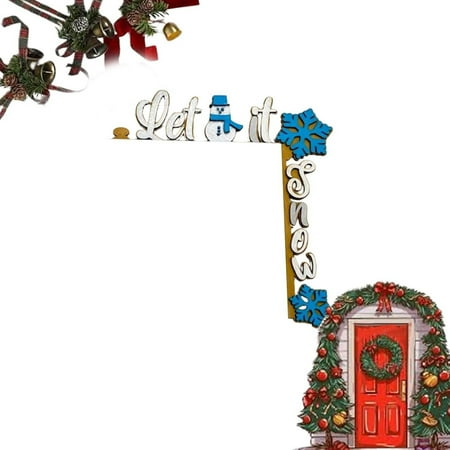 

YruYptpaln 2024 Wooden Christmas Door Corner Decoration: Christmas Door Top Frame Decoration Corner Decoration Wall Hand Painted Wooden Window Frame Wooden Santa