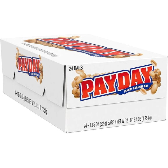 Payday candy bar Peanut Caramel Candy Bars, 1.85 oz, 96 Count, Sweet & Salty Snack, Individually Wrapped, Bulk Pack