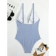thumbnail image 2 of Hotian Women Stripe One Piece Swimsuit Plunge V Neck One Piece Bathing Suit Deep V-Neck Sexy Swimwear Blue XL, 2 of 7