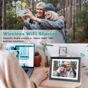 Zostuic 10.1 inch WiFi Digital Photo Frame with 32GB Memory - HD IPS Touch Screen, Auto-Rotate, Wall Mount, Free App Sharing (Black)
