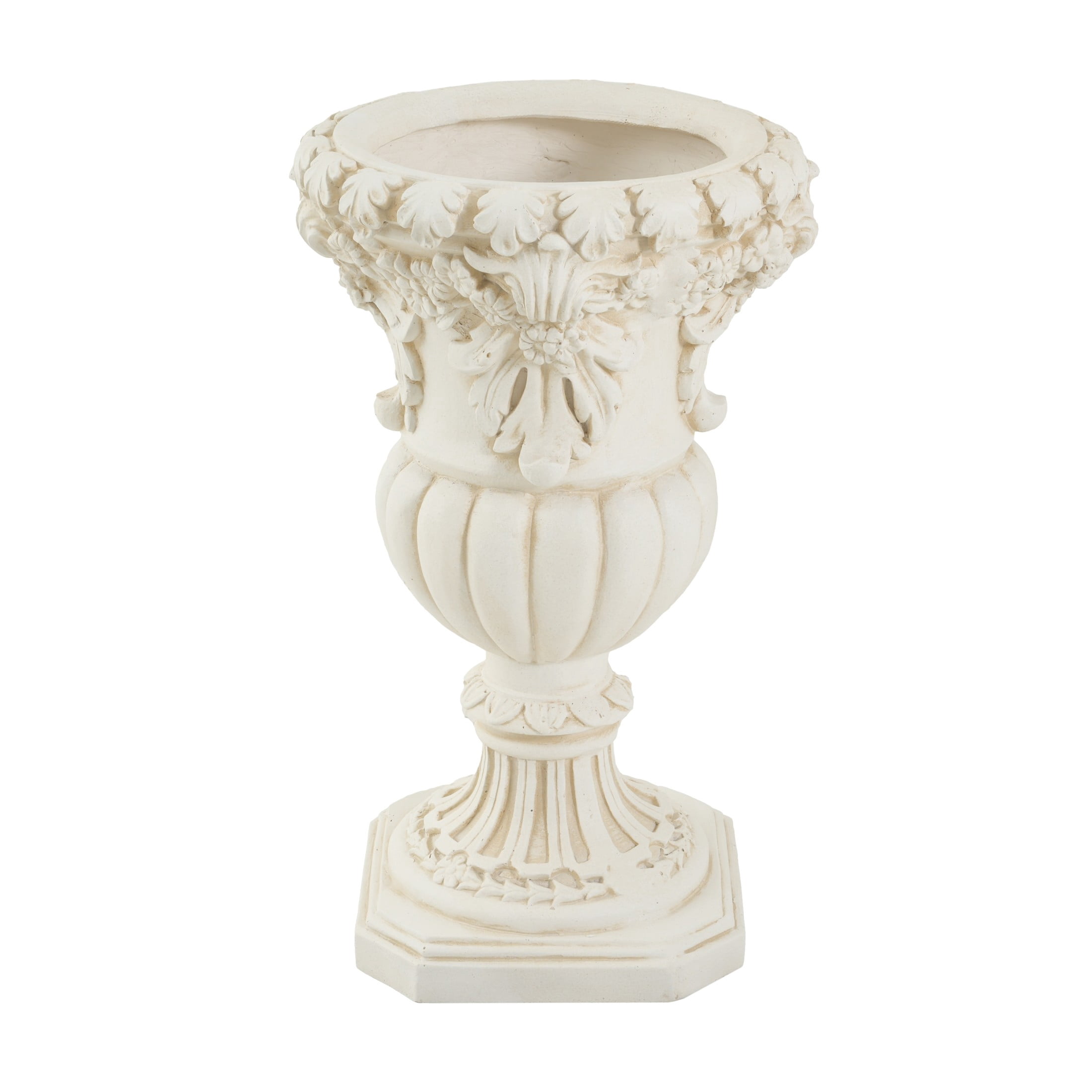 Christopher Knight Home 23"H Classical Floral Relief Urn Planter, Lightweight Decorative Vase, Antique White