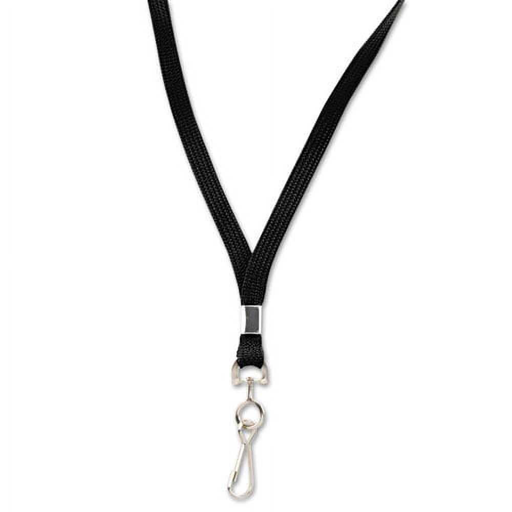 Deluxe Lanyards, Metal J-Hook Fastener, 36" Long, Black, 24/Box | Bundle of 10 Boxes