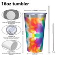 thumbnail image 4 of 16oz Tumblers Colorful Rainbow Tie Dye Spiral Pattern Stainless Steel Vacuum Insulated Double Wall Travel Tumbler Cups Mug with Lid and Straw,Cleaning Brush for Coffee,Tea, 4 of 4