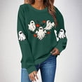 thumbnail image 2 of NMMUED Women Halloween Sweatshirt, Halloween Womens Tops, Fall Clothes for Women, Cute Tops for Women, Fall Clothes, Women's Halloween Shirts, Dark Green L, 2 of 4