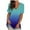 Blue, variant on Idoravan Womens Short Sleeve Loose Tops Gradient Printed V-neck T-shirt
