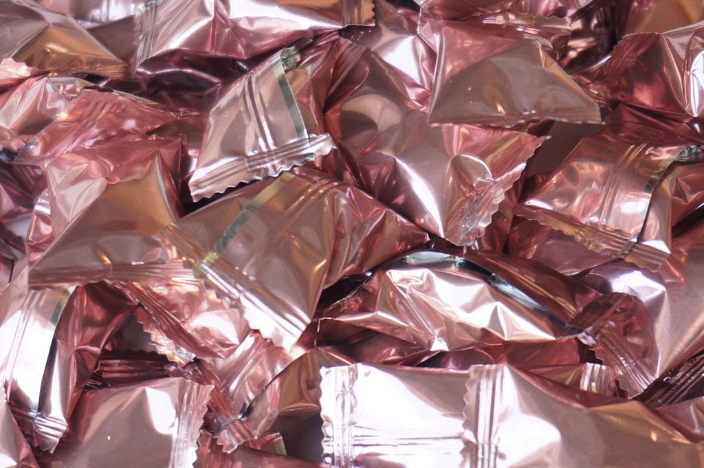 One Pack of 50 Pieces Metallic Rose Gold Party Buttermints 7 Ounce
