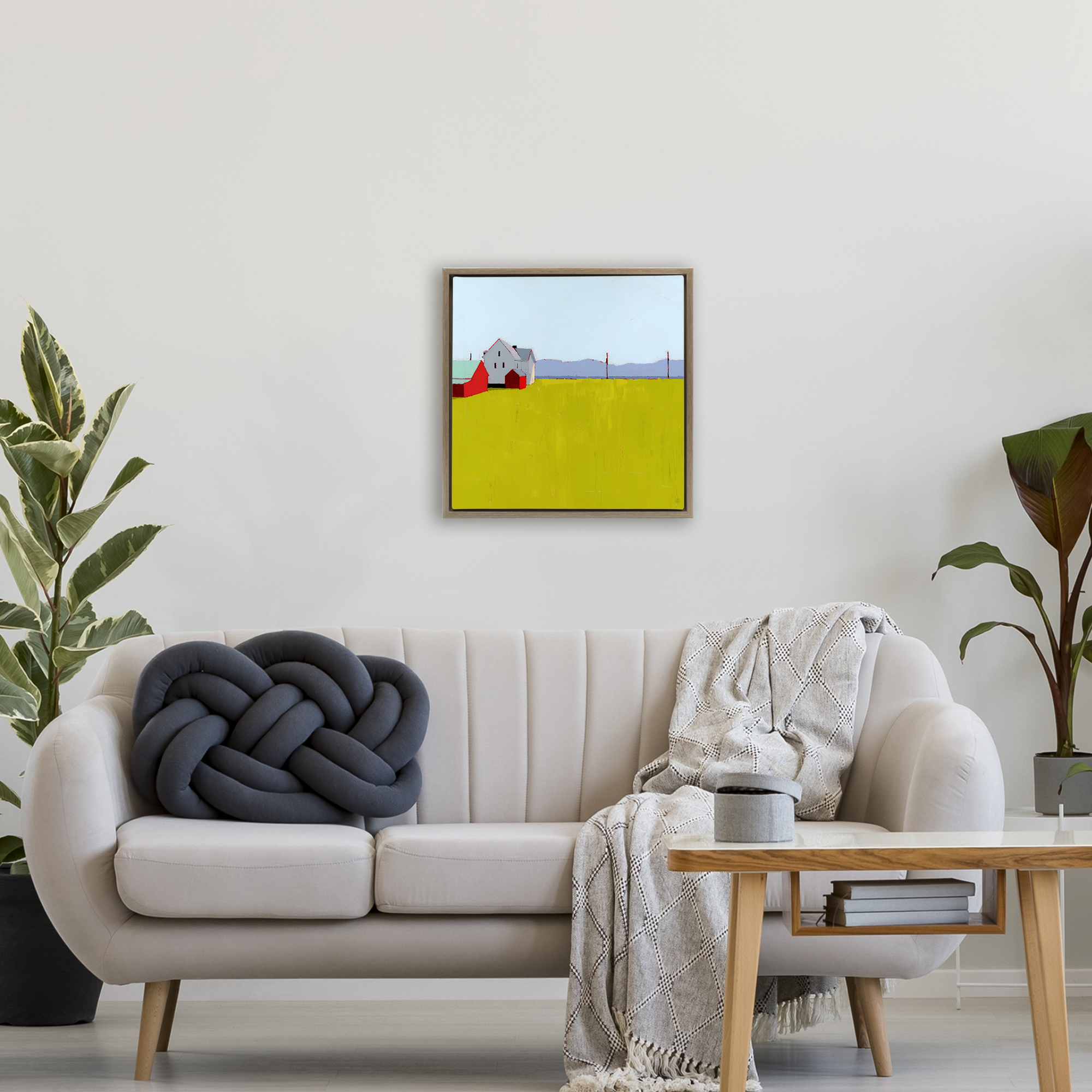 Farmhouse & Shed Landscape Brown Framed Floater Canvas Wall Art, design by Ruth LaGue