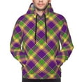 thumbnail image 5 of Bingfone Mardi Gras Plaid Men'S Drawstring Hoodie Long Sleeve Pocket Sweatshirts-X-Large, 5 of 9
