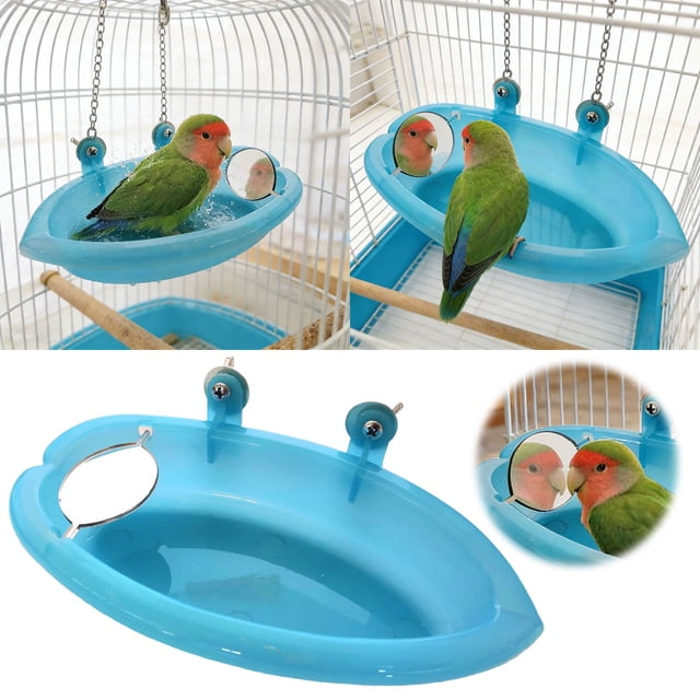 Parrot Bathing Pool With Hanging Bird Bath For Cage Enrichment Activity Play
