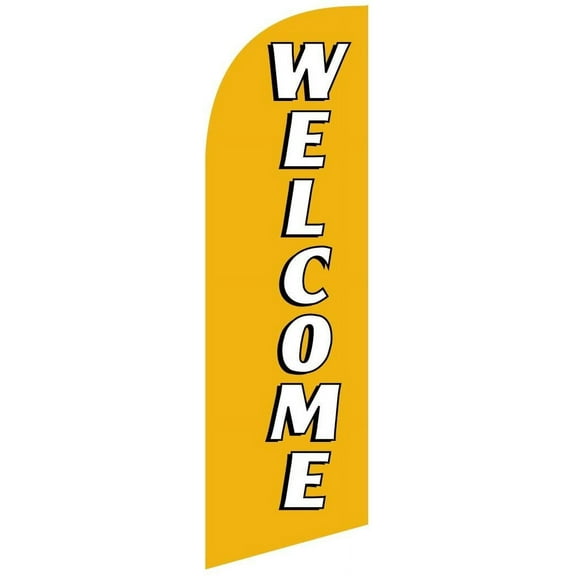 Welcome Flag Feather Banner Flag Sign with Flag Pole, Ground Stake, and Travel Bag