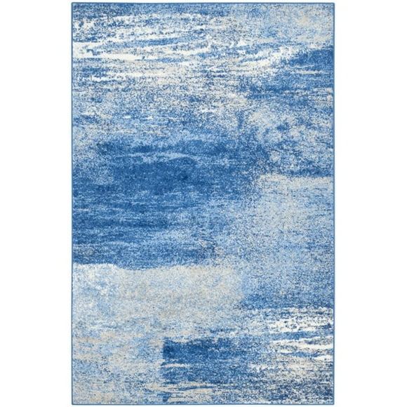 Safavieh Adirondack Collection ADR112F Moderne Abstrait Anti-Décoloration Résistant Salon Chambre à Coucher Coureur, 2'6" x 18'', Argent / Bleu
