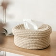 thumbnail image 3 of Rattan Tissue Box Toilet Paper Cover Wicker Decorative Holders with Lid for Storage Tissues Protector in Bathroom, Round Toilet Holder Basket, 3 of 9