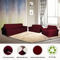 thumbnail image 5 of Golden Linens 3-Piece SlipCover Set for Sofa Loveseat Couch Arm Chair, Stretch ((4 Way)) to Fit /Slipcovers Set, Furniture Protector Cover Set, Wrinkle Free# Yafa Burgundy, 5 of 8