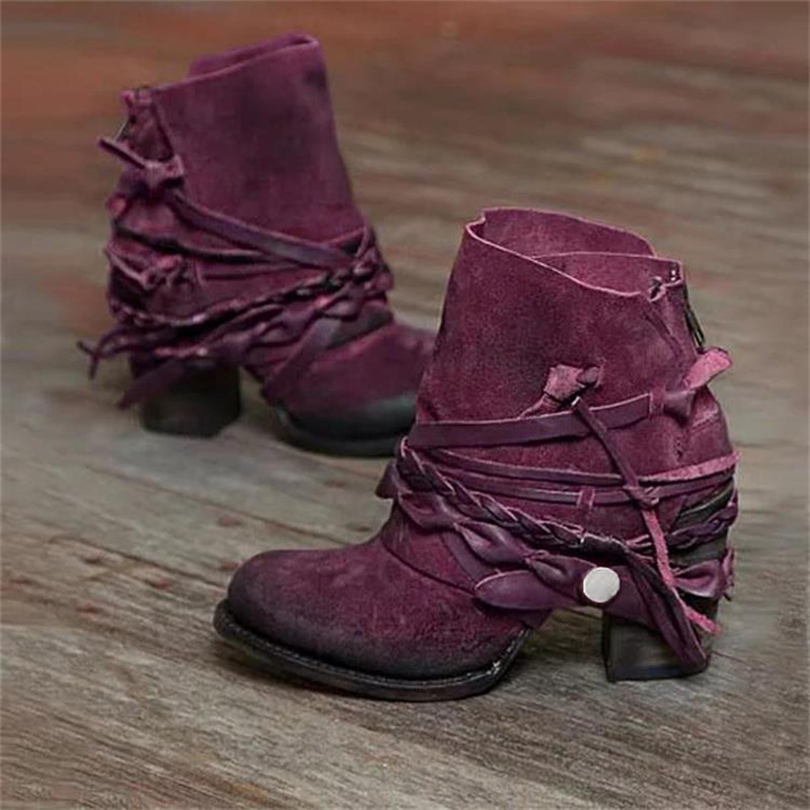 purple womens ankle boots