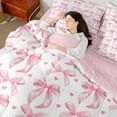 thumbnail image 4 of jejeloiu Cartoon Bowtie Loves 7-Piece Twin Bedding Sets,Pink Kawaii Bowknot Bedding Comforter Set For Girl Reversible, 4 of 8