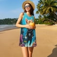 thumbnail image 3 of Naloa Underwater Diving Cat Print Women's Summer Spring Casual Beach Sundress,Vacation Sleeveless Tank Crewneck Loose Dresses, 3 of 7