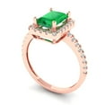 thumbnail image 2 of Clara Pucci 14K Rose Gold 1.86ct Emerald Halo Ring for Women, 2 of 8