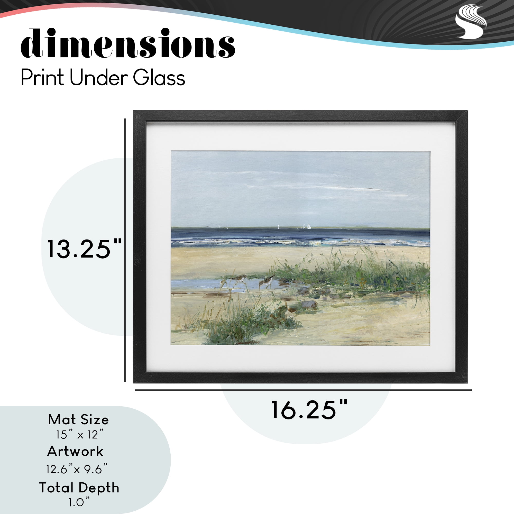 Stupell Industries Beach Marsh Sandpipers Black Framed Print Under Glass, design by Sally Swatland