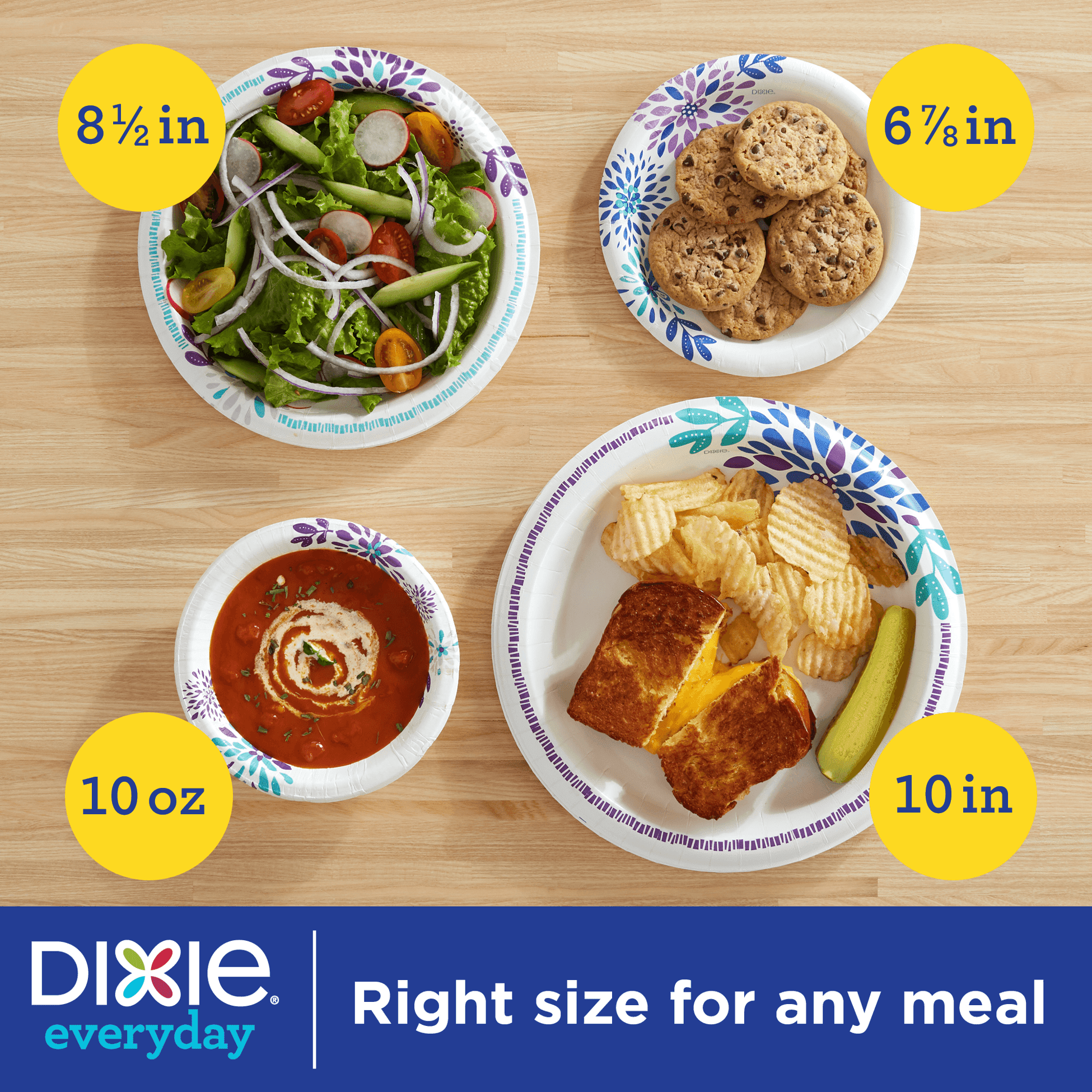 480 Count 8 1//2/" Dixie Everyday Paper Plates 10 Packs of 48 Assorted Sizes