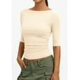 thumbnail image 4 of PRETTYGARDEN Womens Summer Short Sleeve Tops Boat Neck Ribbed Knit Slim Fit T Shirt Casual Basic Top Spring Clothes, 4 of 10