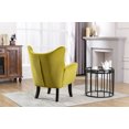 thumbnail image 5 of CAROCC Velvet Wingback Accent Chair Armchair Modern Tufted Button Vanity Chair with Wooden legs for Living Room Bedroom-Avocado, 5 of 9