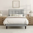 thumbnail image 6 of Mainstays Hillside Square Tufted Upholstered Twin Platform Bed, Light Gray Fabric, 6 of 14