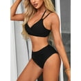 thumbnail image 4 of Charmo Womens Halter Bikini Sets Double Straps Two Piece Bath Suit High Waisted Swimwear, 4 of 7