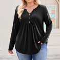 thumbnail image 4 of TQWQT Womens Tops Plus Size Dressy Fall Long Sleeve Tee Shirt Tops Basic Graphic T-Shirt V Neck Henley Tunic Shirts Dressy Casual Tunic Tops Black 5XL, 4 of 4