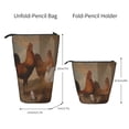 thumbnail image 2 of Lsque Oil Painting Chicken And Duck Pattern Telescopic Pencil Bag Pen Holder Stationery Case, Stand-up Retractable Transformer Bag Organizer, 2 of 6