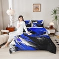 thumbnail image 4 of Feelyou Blue Oil Printing Queen Comforter Set, Modern Fashion Artwork Bedding Sets, Teen Kid Adult Reversible Bedding Comforter Set, Ultra Soft Home Decor, 3pcs, 4 of 8