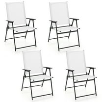 Gymax Set of 4 Patio Portable Metal Folding Chairs Dining Chair Set White