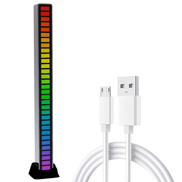 Barre Lumineuse Led Réactive pour Rythme Musical, Bande Lumineuse RGB, Contrôle Sonore Coloré, Indicateur de Niveau Dynamique