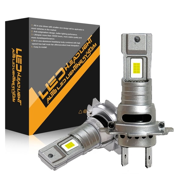 H7 LED Headlight Bulb, 30000LM 6000K Cool White Super Brighter, 1:1 Mini Size, Fog Lights Halogen Replacement Bulb, Pack of 2