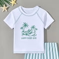 thumbnail image 4 of Akiihool Toddler Swim Boy Boys Swim Set - 2 Piece Quick Dry UPF50+ Sun Protection Kids Rash Guard Short Sleeve Swim Shirt and Boys Swim Trunks,Size 6-7 Years, 4 of 5