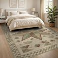 thumbnail image 3 of ODIKA 8'x10' Washable Area Rug Non-Shedding, Easy Care, Folk Vintage Lettering Distressed Farmhouse Border Primitive Flowing Dynamic for King Size Bedroom Under Bed, Master Suite, 3 of 7