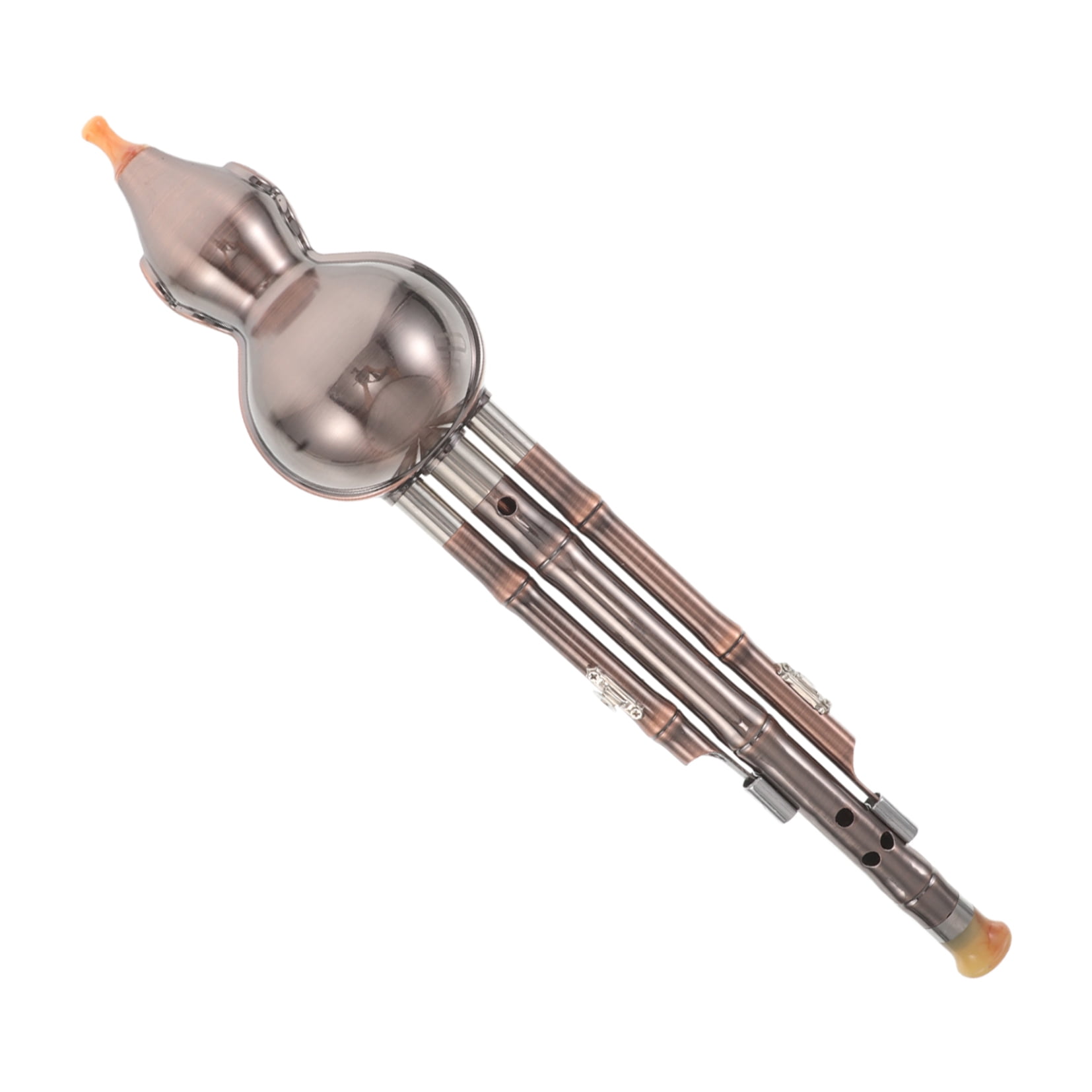 Hemobllo B Key Chinese Hulusi Flute Copper Plated Gourd Wind Instrument for Student Performance